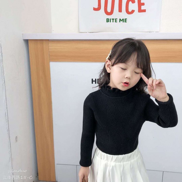 女童秋冬装毛衣2020新款童装儿童立领线衣中大童网红打底衫秋衣潮FD052380
